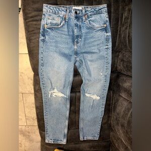 Zara high rise straight jeans